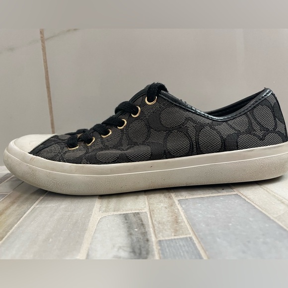 Coach Black and White Sneakers with Signature Pattern - Picture 2 of 13
